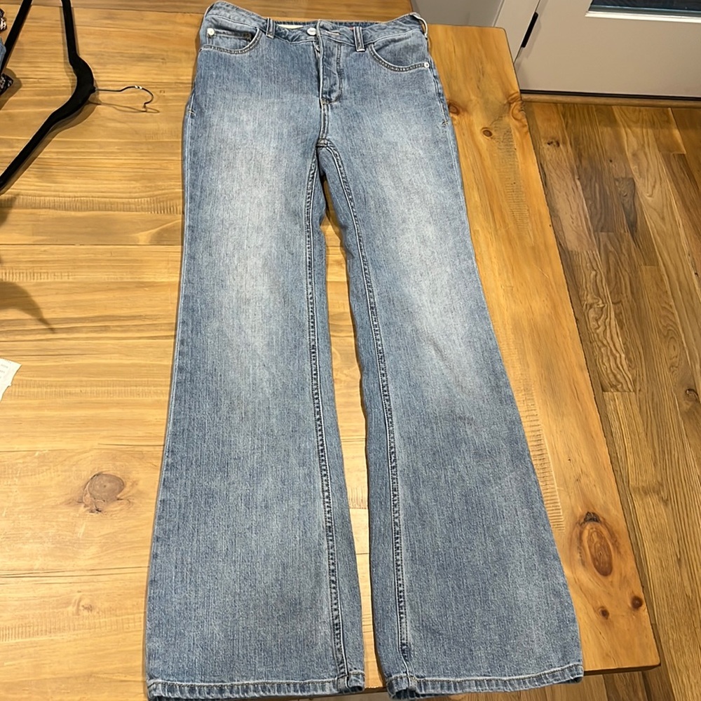 Pilcro/anthropology light wash high rise bootcut jeans